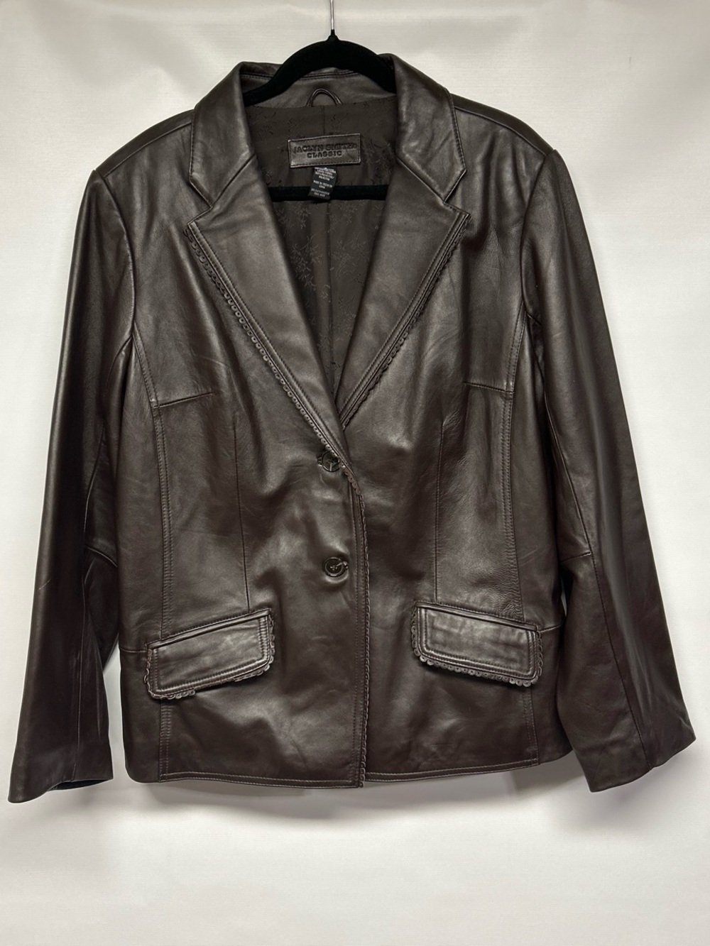 Jaclyn Smith Dark Brown Leather Blazer Jacket